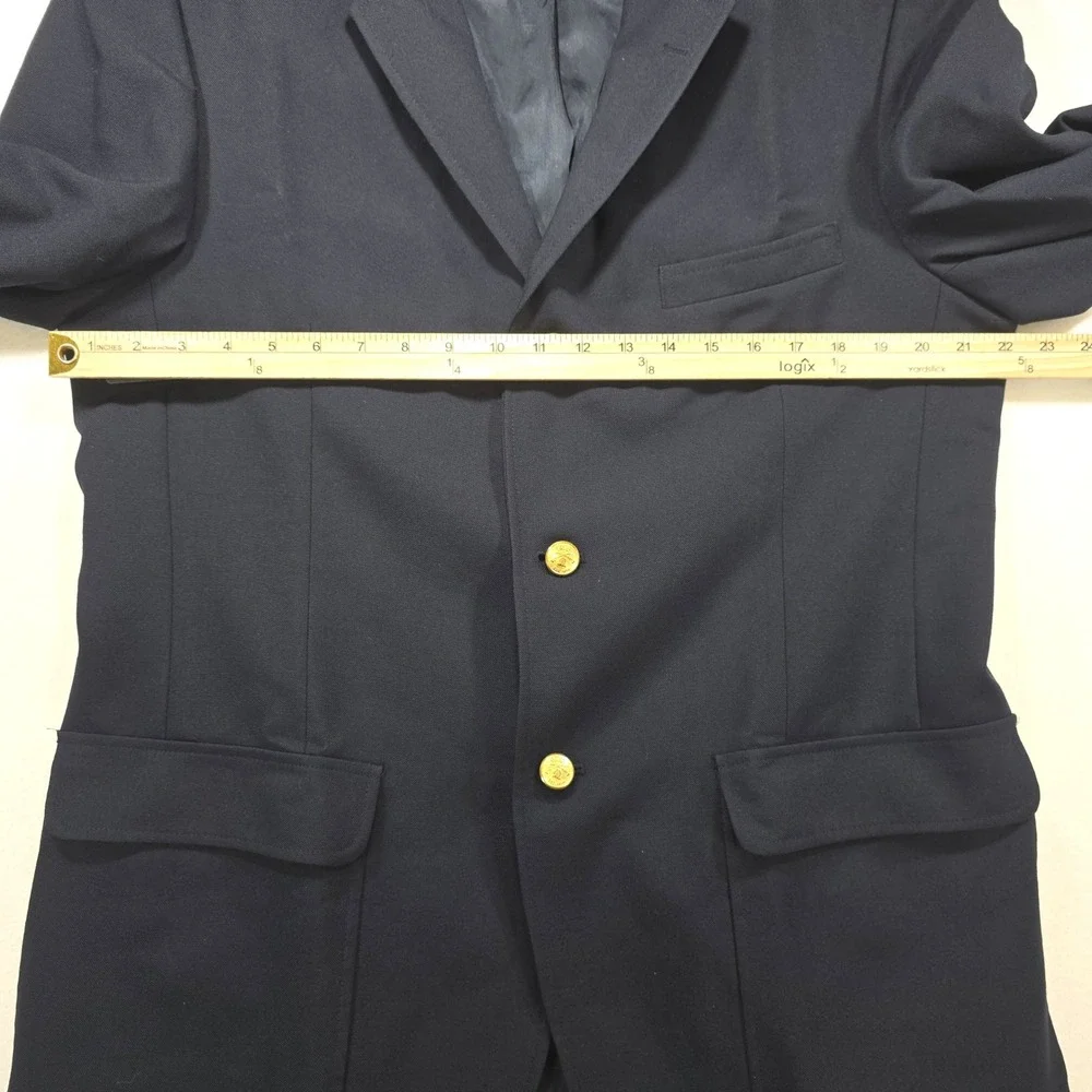 Orvis Mens Navy Blue Blazer Gold Buttons 3 Button 42L Tailored USA Made